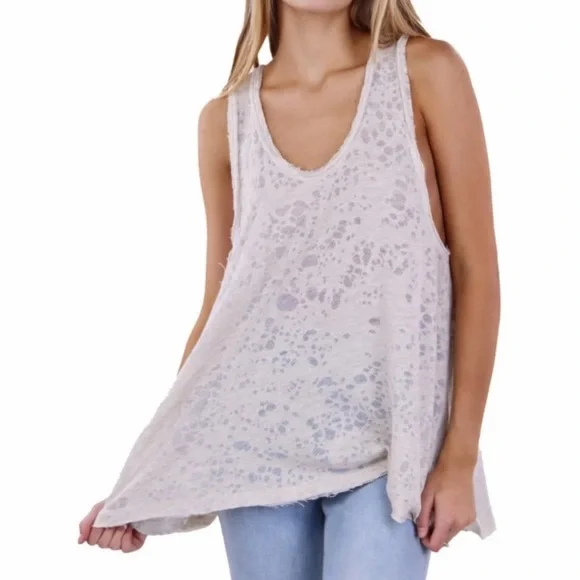 NEW Anthropologie Maronie Light Pink Flowy Oversized Burnout Tank Top - Picture 4 of 12